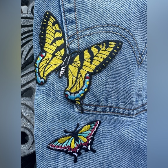 Levi’s White Oak Cone Denim, Red Tag 501 Jean with 2 Butterflies on Leg - Picture 7 of 15